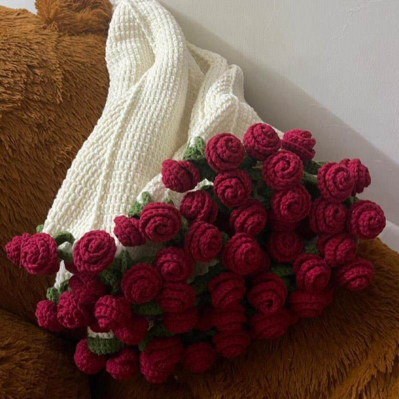 Handmade Floral Bouquet Crochet Blanket