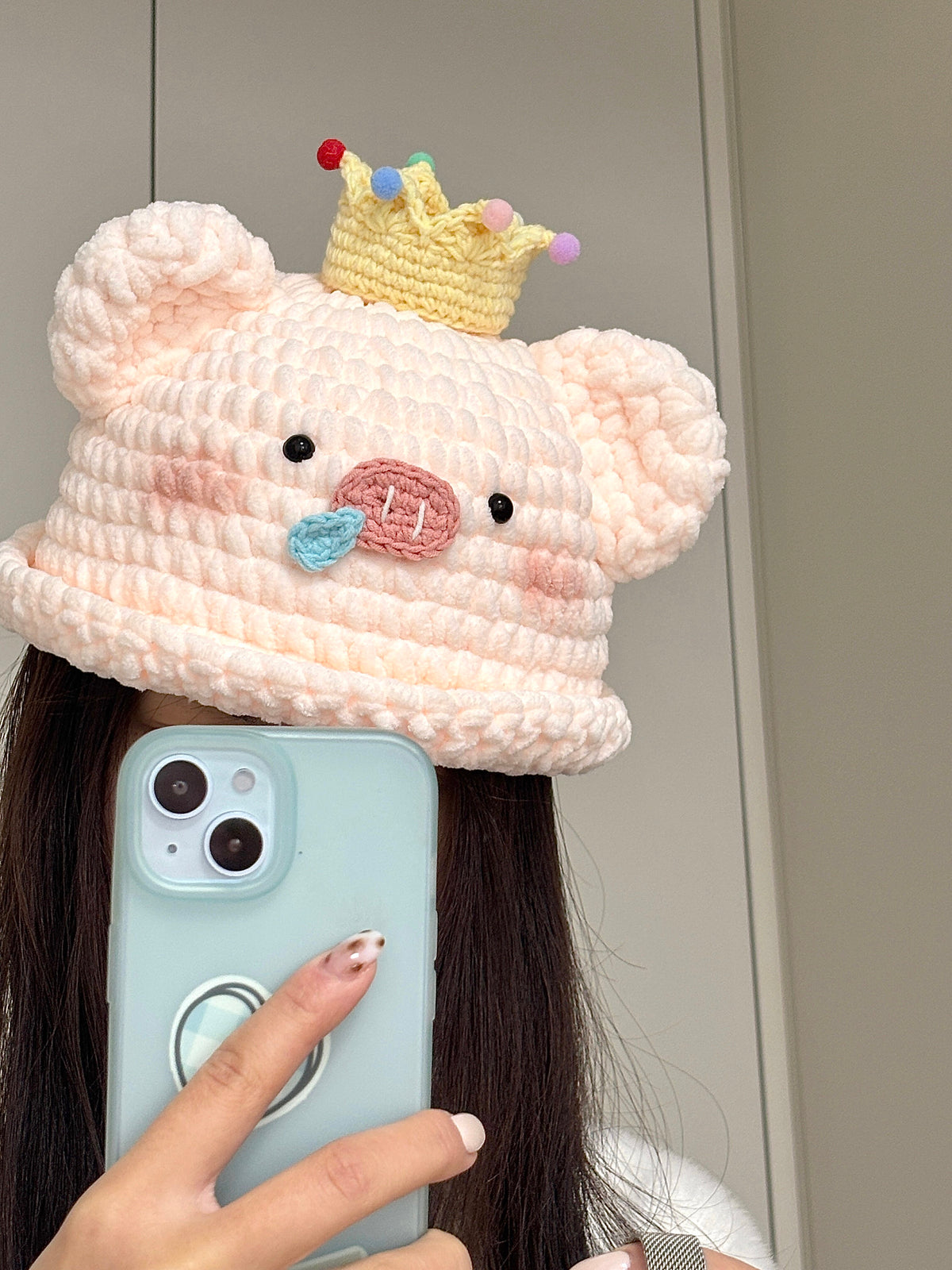 DIY Pig Hat Handmade Knitting DIY Material Kit Yarn Crochet Hook Cute Doll Crochet