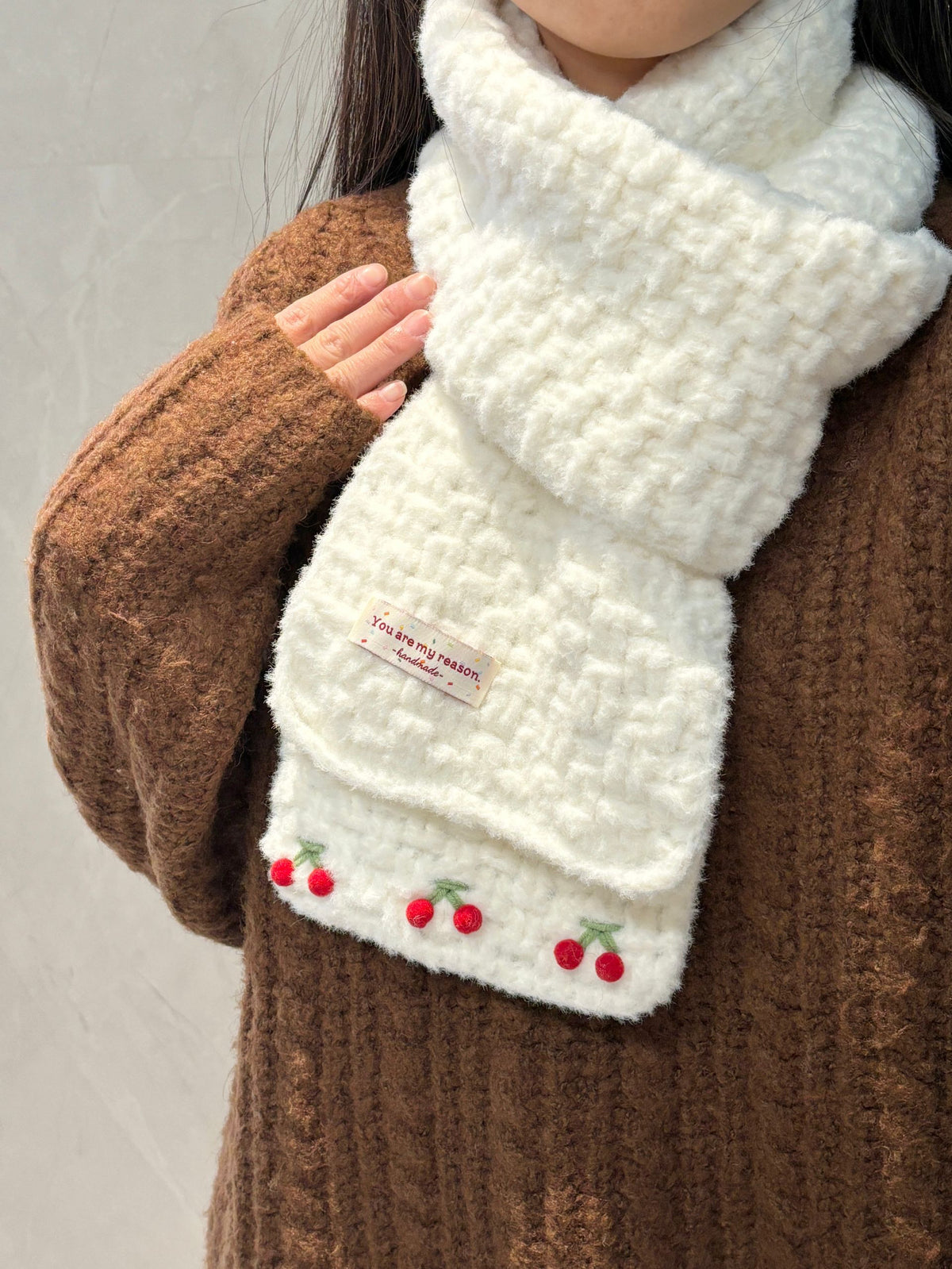 Cherry scarf yarn DIY craft kit, cloud cotton yarn gift