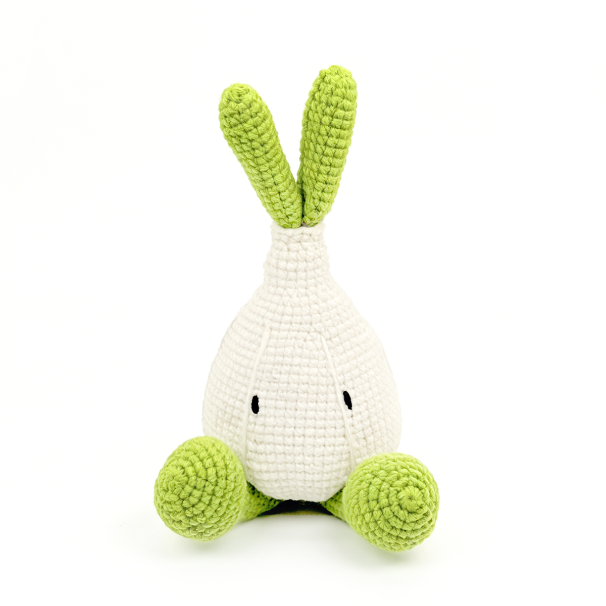 Funny Crochet Garlic Bulb Plush - Kawaii Amigurumi Vegetable Doll
