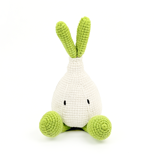 Funny Crochet Garlic Bulb Plush - Kawaii Amigurumi Vegetable Doll