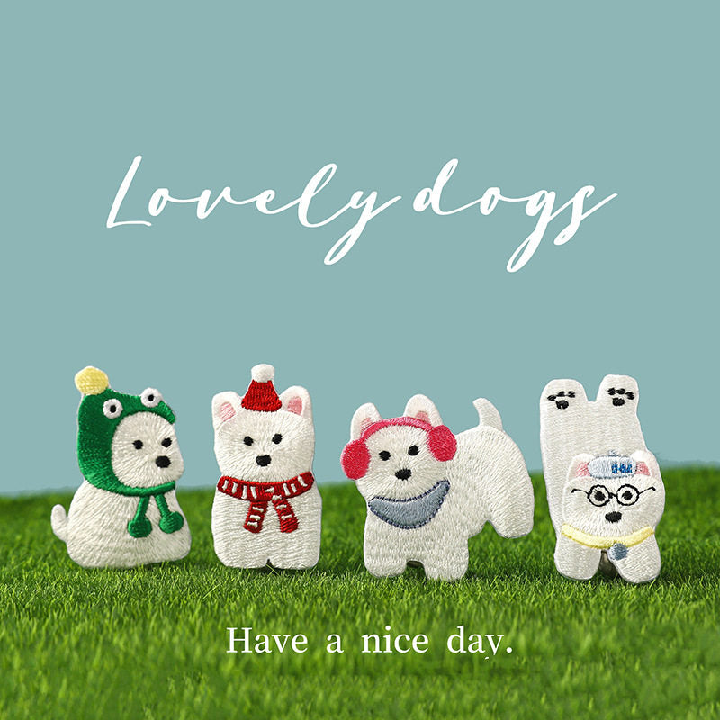 Korean-Style Dog Embroidery Patches