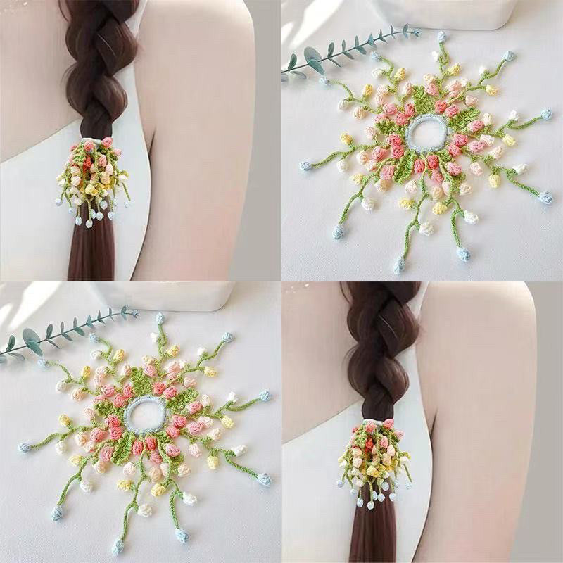 DIY Craft Kit for Hand-knitted Hair Accessories: Wisteria and Crape Myrtle Hair Ties