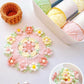 Daisy bouquet coaster DIY crochet kit with lily of the valley hand-knitted roses