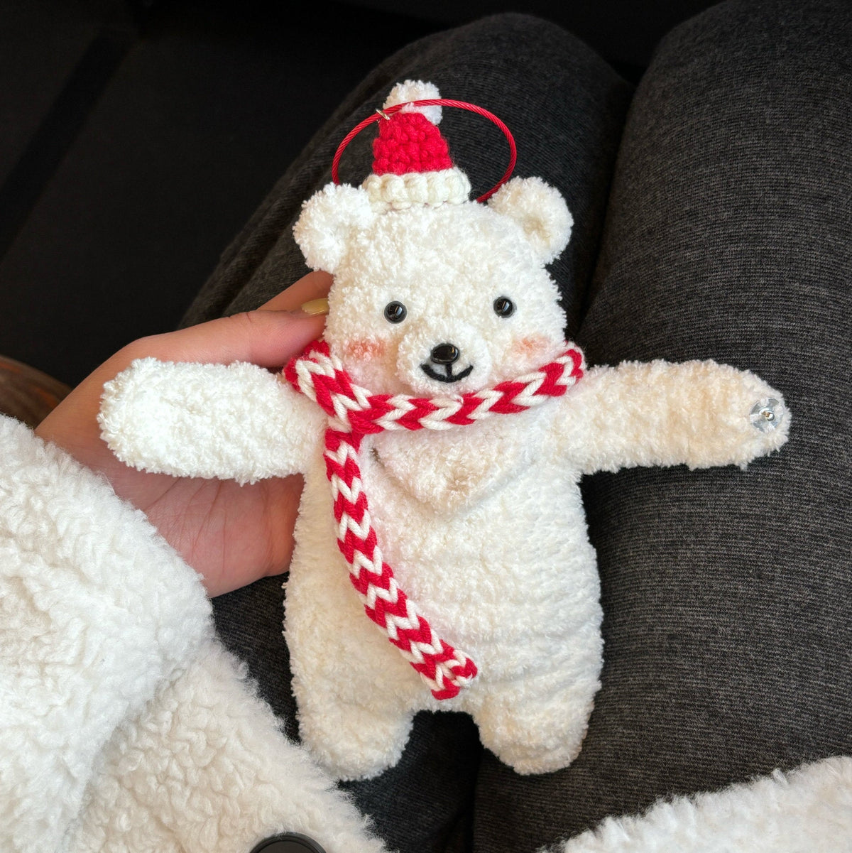 DIY teddy bear headphone bag knitting kit with yarn and crochet hooks