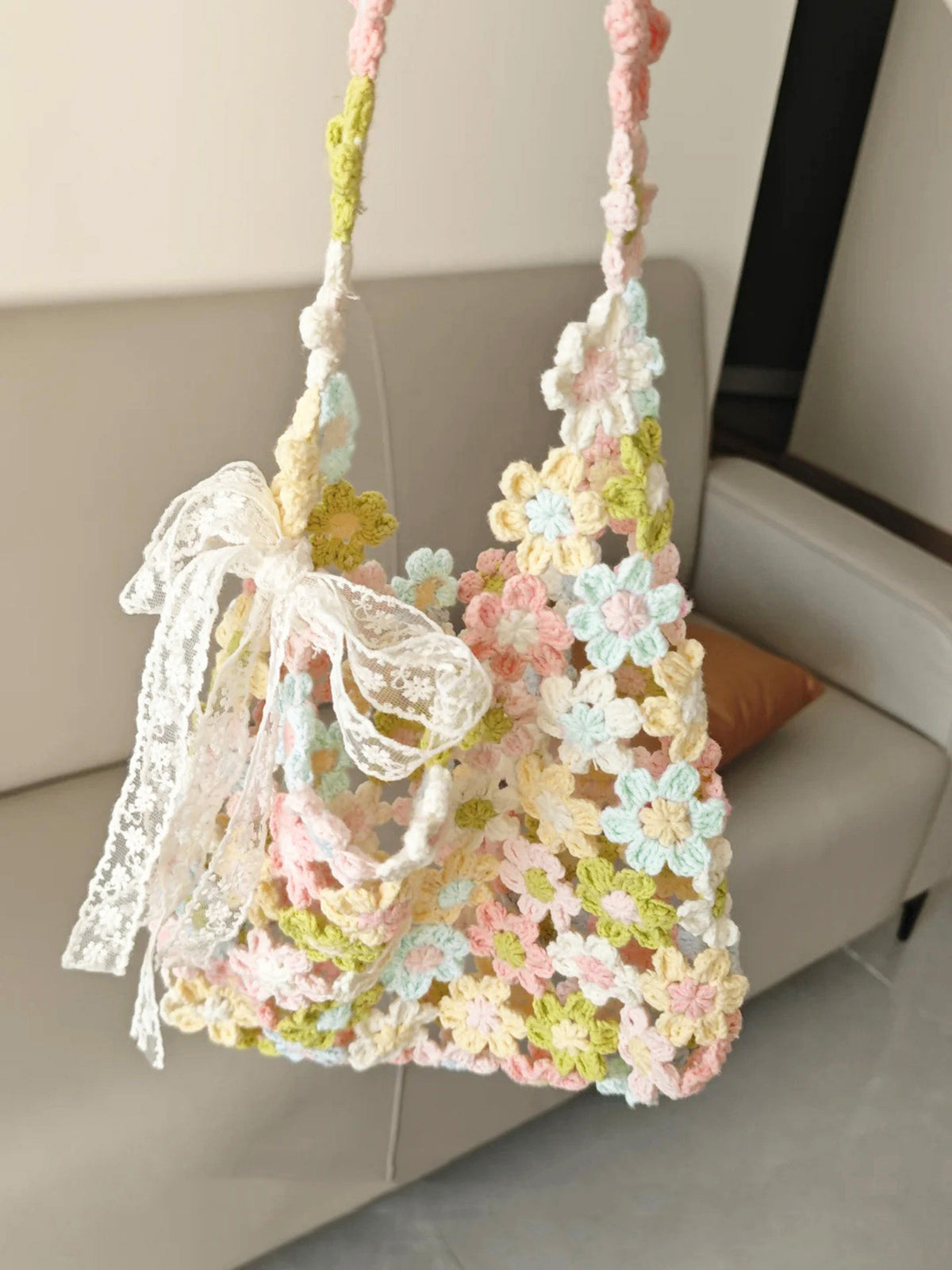 Hand-Knitted Wool Bag DIY Kit — Xuefeier Floral Shoulder Bag (Crochet Materials Pack) — A Perfect Gift
