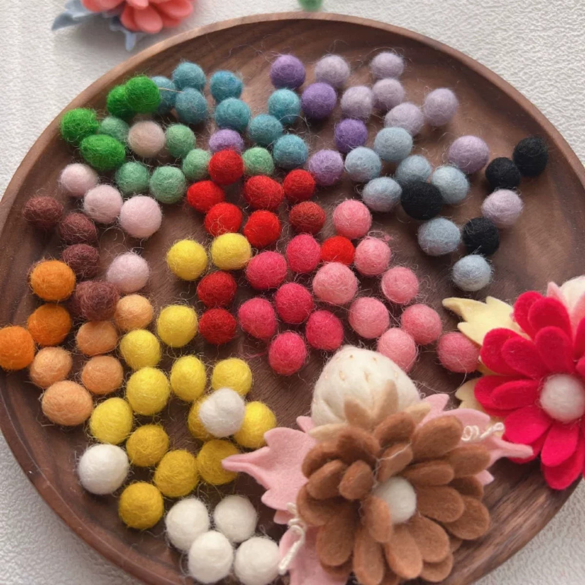 1 cm Colored Solid Wool Felt Balls