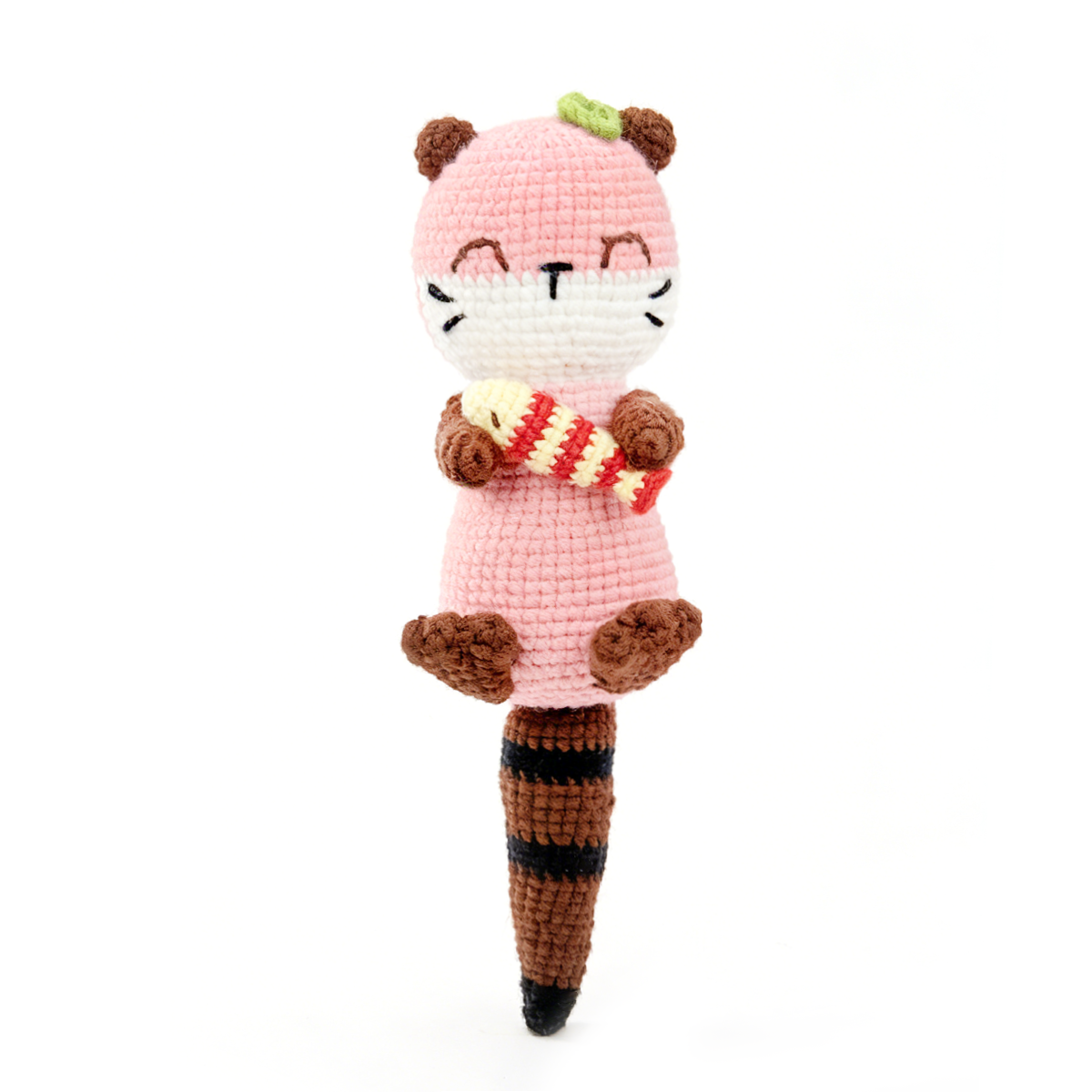 Handmade Crochet Otter Plush - Cute Amigurumi Pink Animal holding Fish Toy