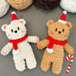 Two bears crochet Christmas scarf, bear doll material kit for hand knitting