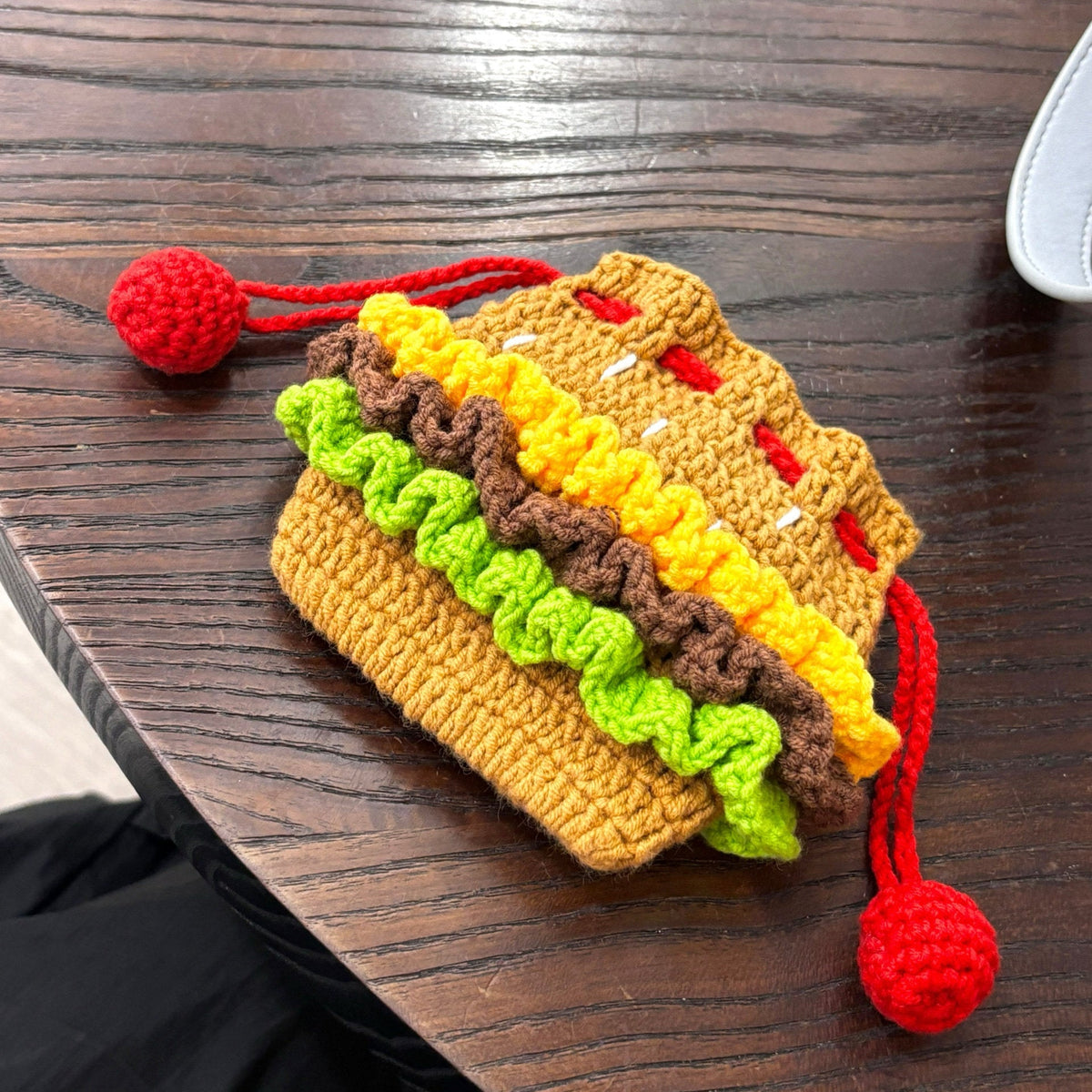 DIY Crochet Kit for Hamburger Drawstring Bags and Coin Purses - Cute Gifts