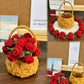 Mini rose bouquet coaster DIY knitting kit