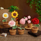 Crochet DIY kit Mini potted plant bouquet, handmade yarn flowers, homemade tulips, car ornaments