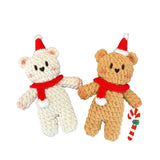 Two bears crochet Christmas scarf, bear doll material kit for hand knitting