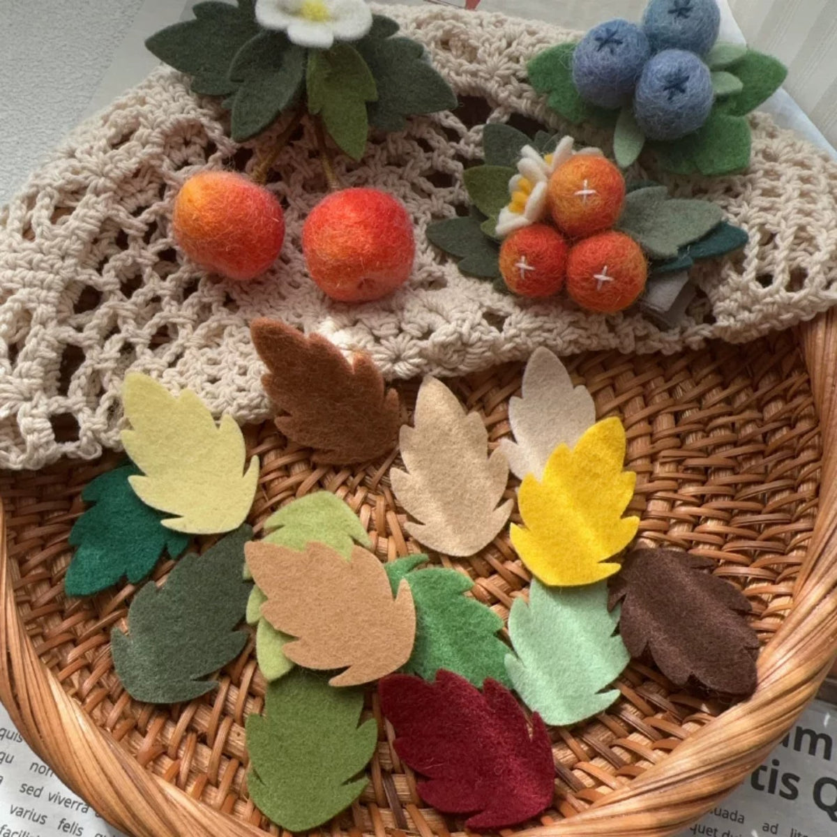 Colorful Basic Pure Wool Felt Fabric Leaves
