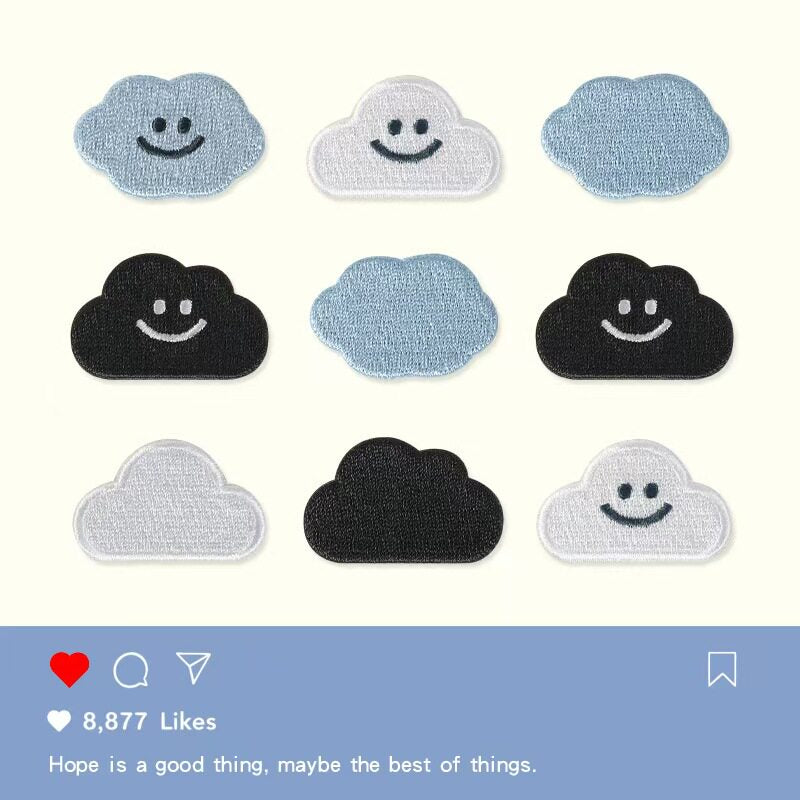White Cloud Embroidery Patch