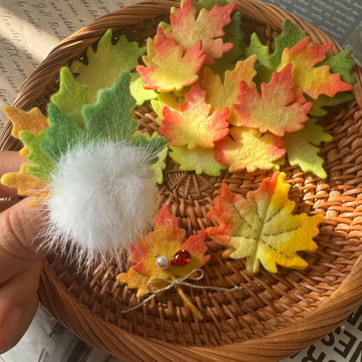 Hand-Cut Maple Leaf Felt Pieces