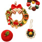 Set of crocheted Christmas decorations on a checkered tablecloth