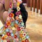DIY Crochet Bag Material Kit with Yarn, Homemade Knitted Flower Shoulder Bag