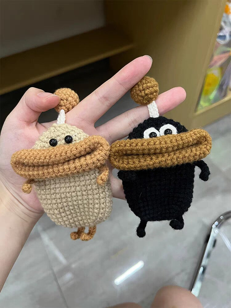 Sausage-lip earphone cover DIY material kit, handmade crochet access card cover, key pouch, yarn crochet