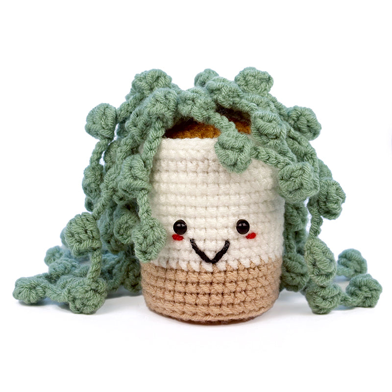 Crochet Hanging Plant Plush, Handmade Amigurumi Potted Succulent Decor Gift
