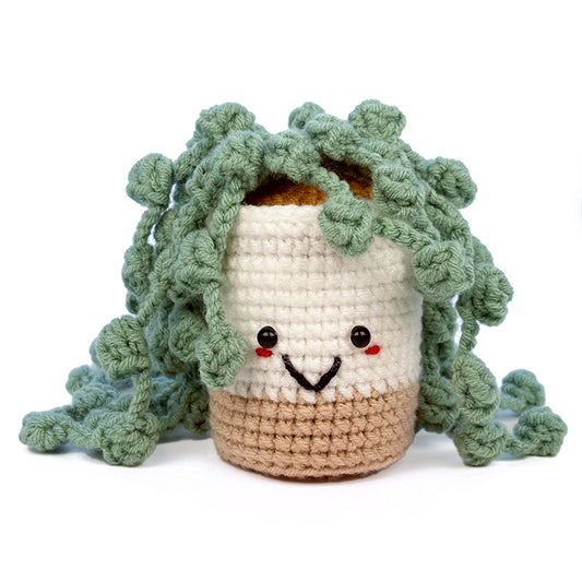 Crochet Hanging Plant Plush, Handmade Amigurumi Potted Succulent Decor Gift