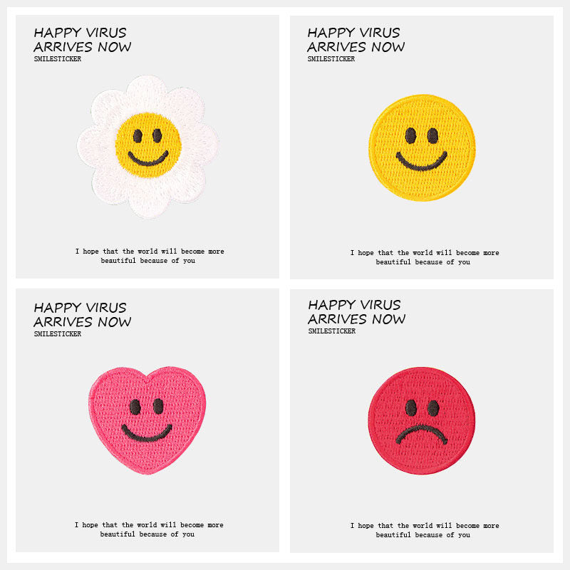 Heart-Shaped Emoji Embroidery Patch