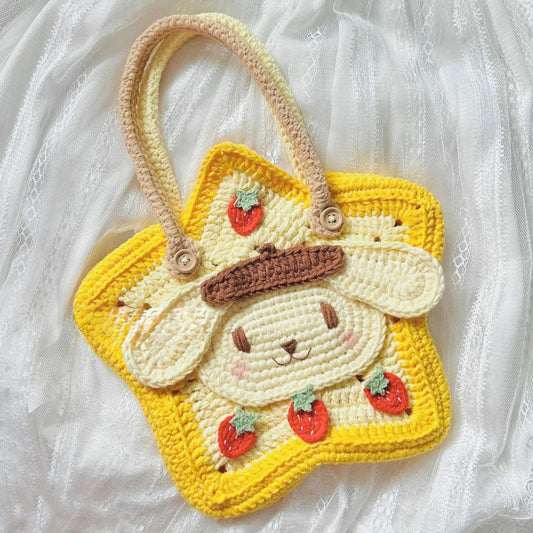 Star & Pompompurin Camellia Hand-Crocheted Bag — DIY Kit (Crochet Materials Pack) — Handmade Gift