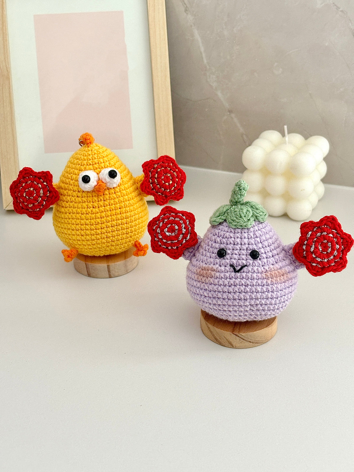 Eggplant doll crochet DIY kit, a gift for friends, a crocheted pendant bag.