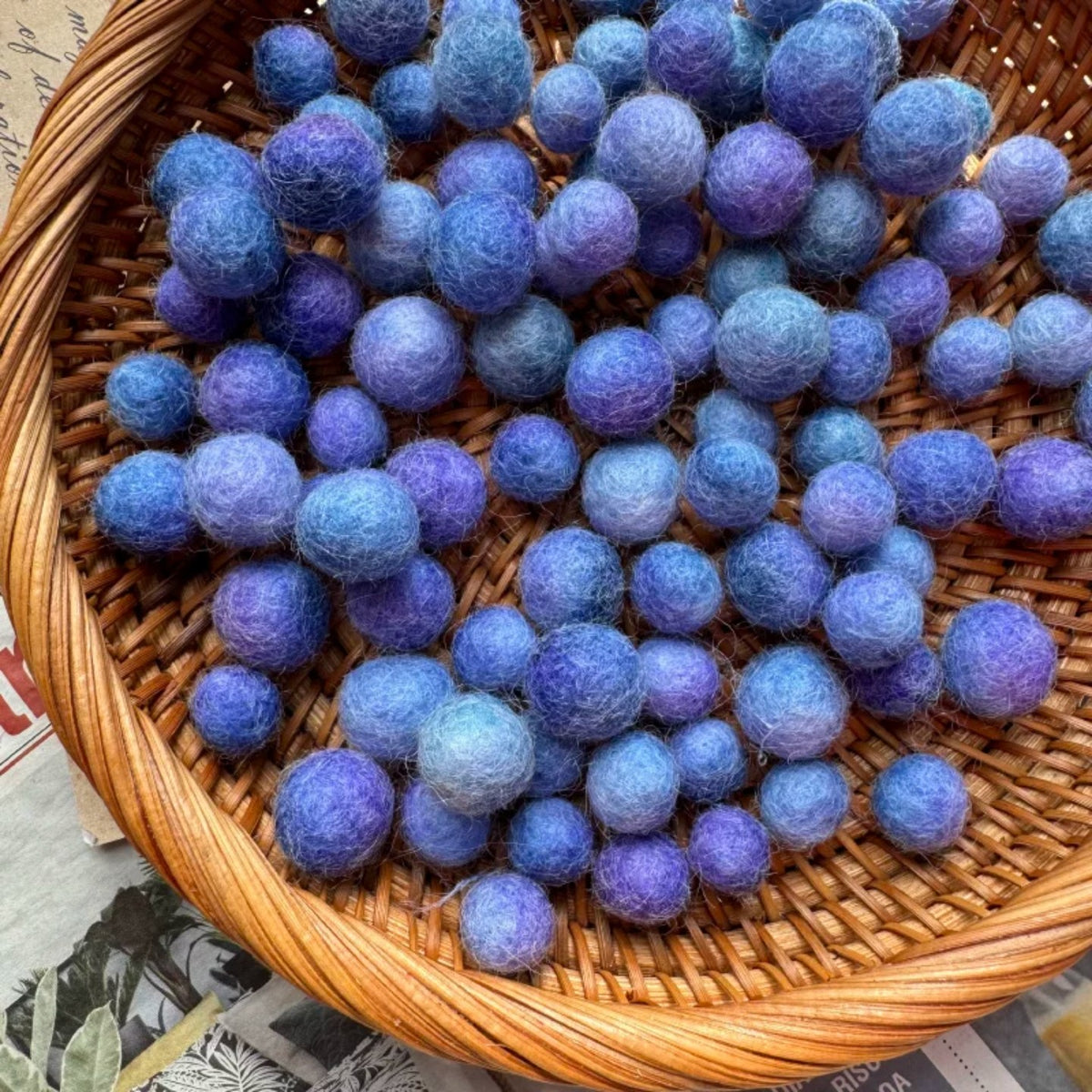 Hand-Dyed Solid Wool Felt Balls in Multiple Sizes