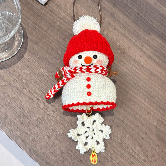 Snowman Wind Chime Handmade Crocheted Pendant Cute Knitted Christmas Gift