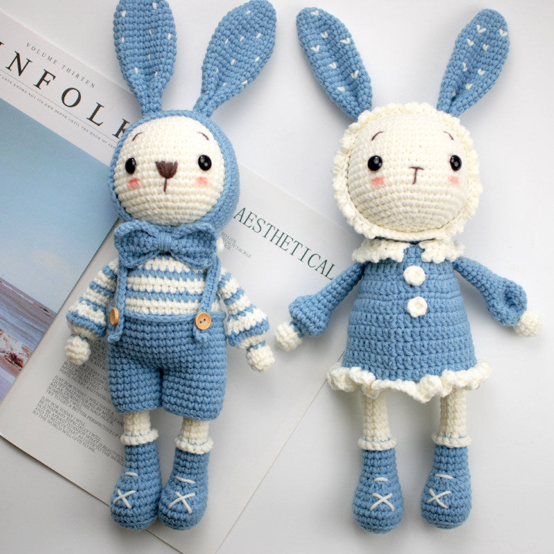 DIY Crochet Doll Kit Handmade Gift Yarn Doll Couple Rabbit for friend family