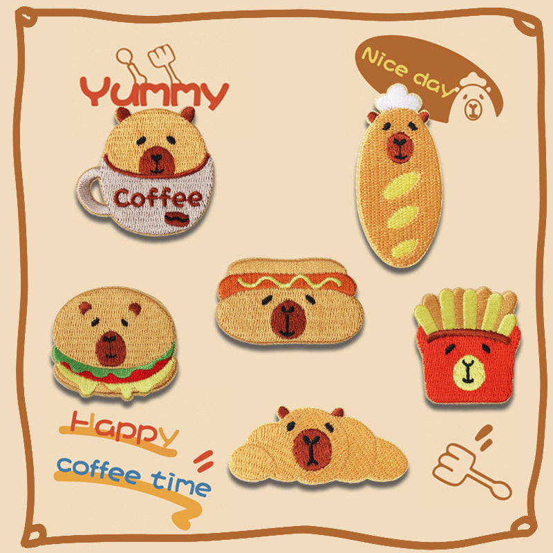 Hamburger Capybara Embroidery Patch