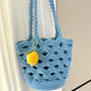 Summer fan-shaped bucket bag crochet 2mm small round yarn floral openwork shoulder bag material kit DIY craft