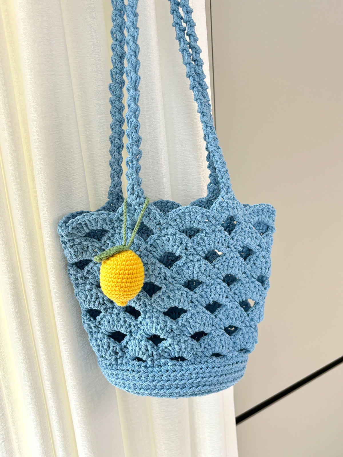 Summer fan-shaped bucket bag crochet 2mm small round yarn floral openwork shoulder bag material kit DIY craft