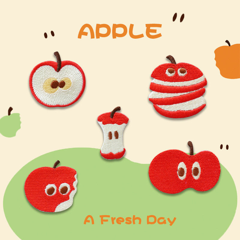 Cartoon Red Apple Embroidery Patch