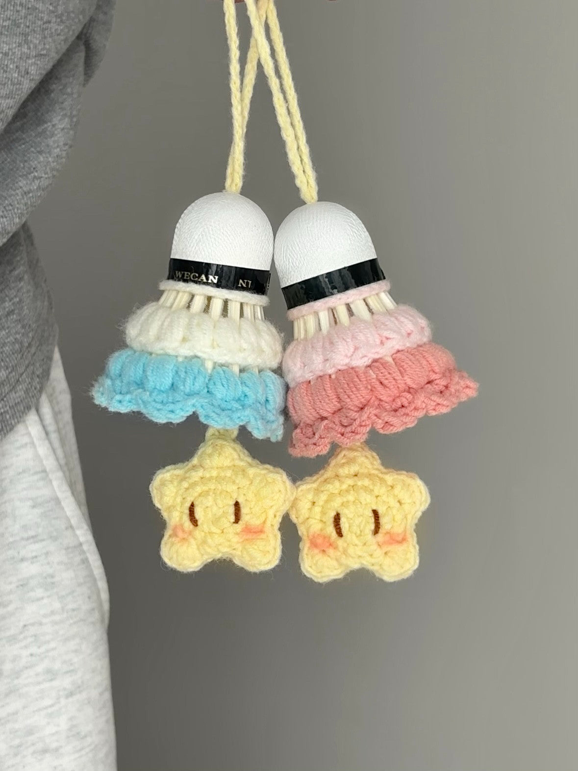 DIY Badminton Racket Keychain/Basket Material Kit,Colorful Beginner Badminton Craft Keychain