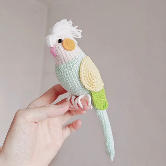 Beginner DIY craft kit,crochet hooks, cute realistic parrot pendant, keychain, gift.