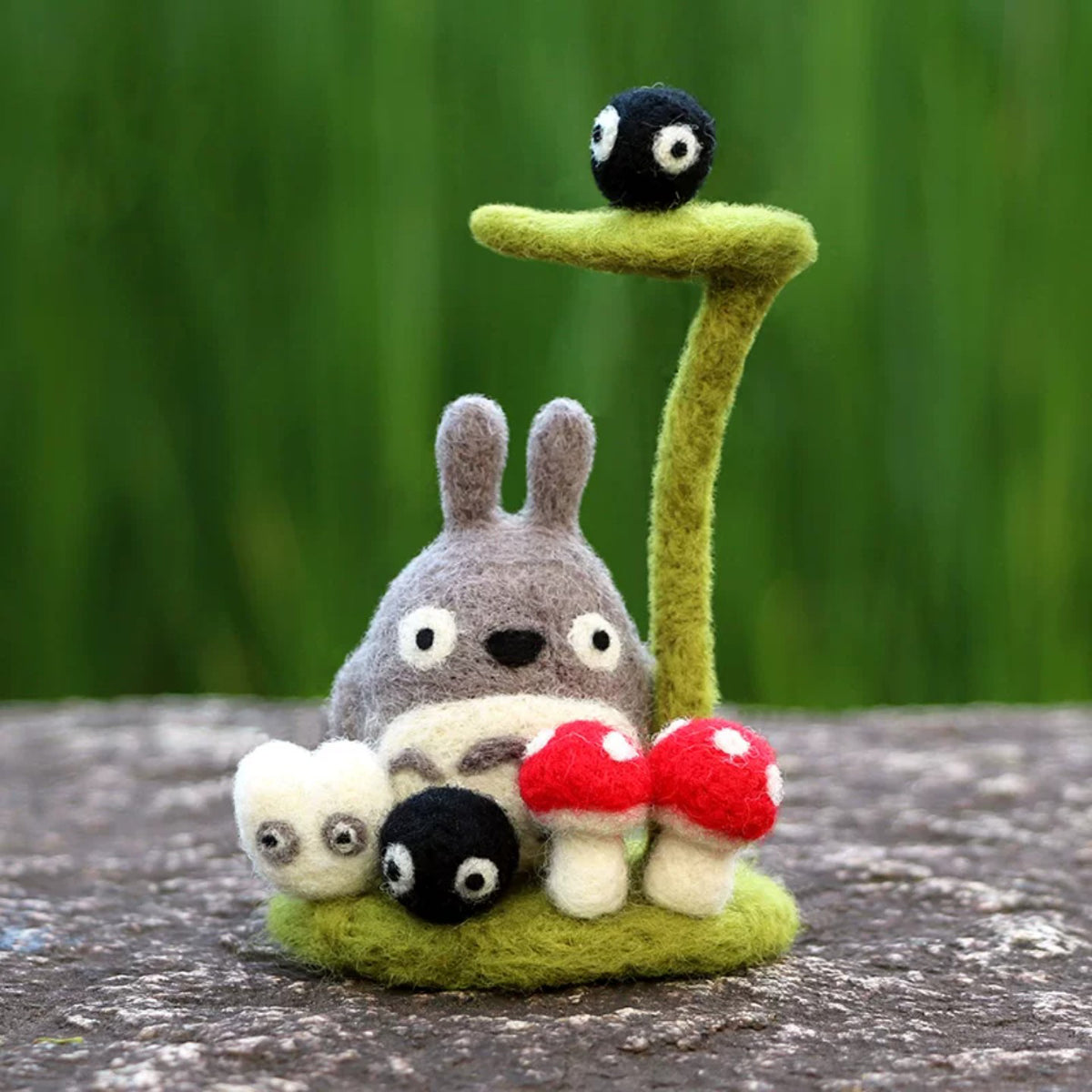 Cute Black Fluffy Monster Needle Felting Kit, DIY Wool Felt Craft Kit