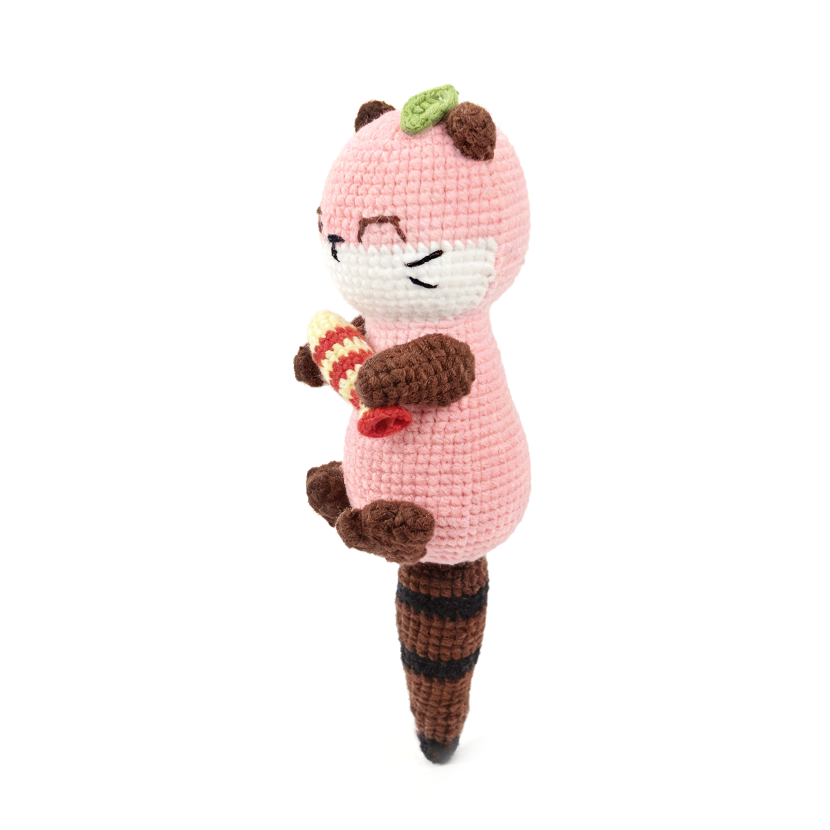 Handmade Crochet Otter Plush - Cute Amigurumi Pink Animal holding Fish Toy