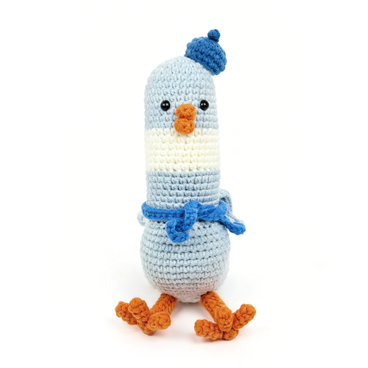 Funny Crochet Pigeon Plush - Cute Amigurumi City Bird Toy with Beret Hat