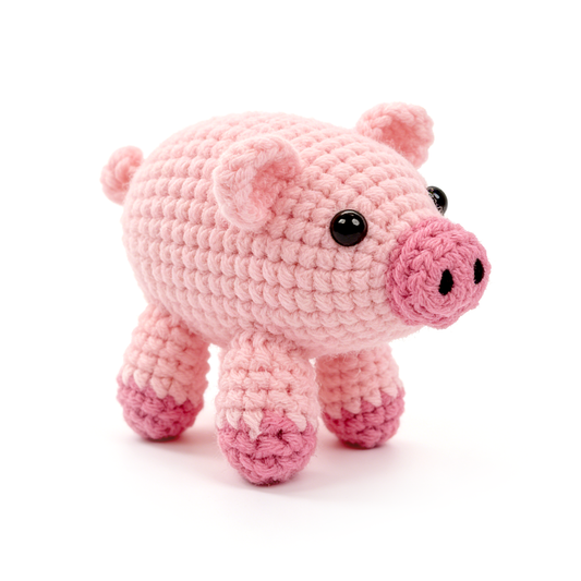 Handmade Crochet Pig Plush - Cute Amigurumi Farmhouse Nursery Decor Toy