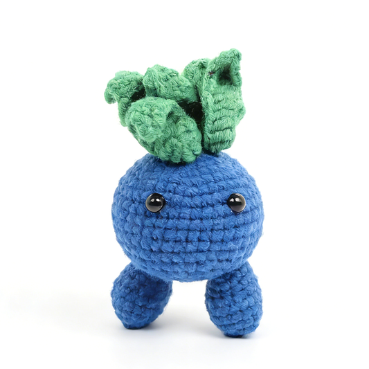 Funny Crochet Blue Plant Plush - Cute Amigurumi Vegetable Desk Decor