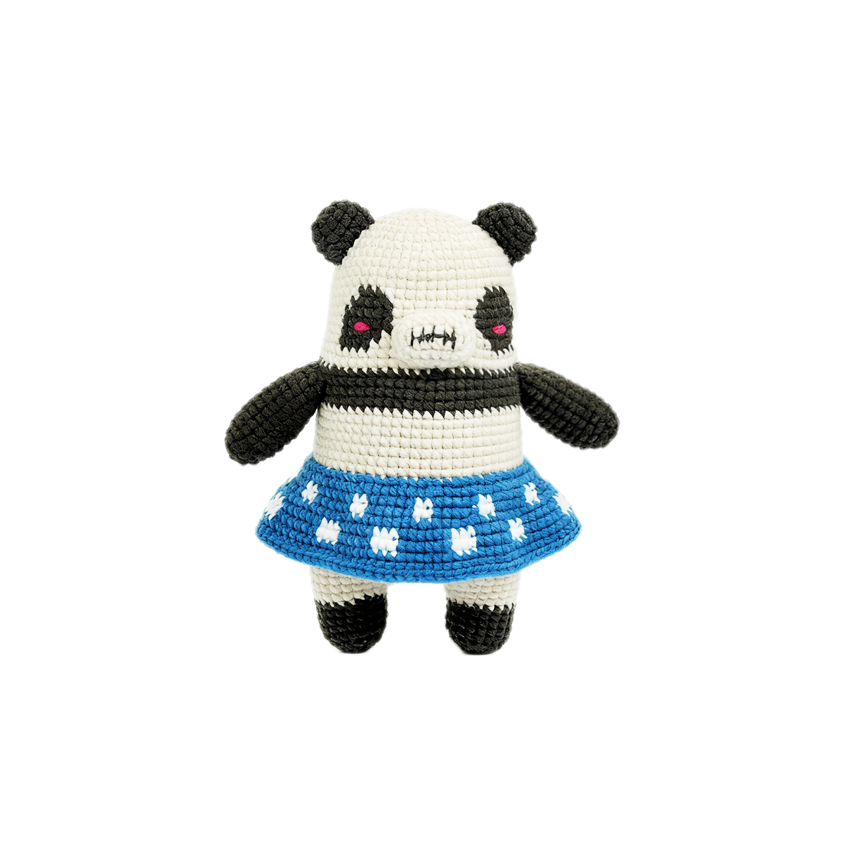 Funny Creepy Cute Panda Crochet Plush - Gothic Amigurumi Star Skirt Doll