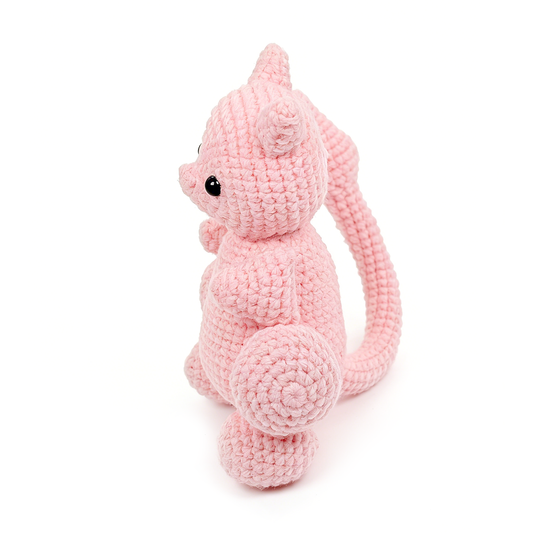 Funny Crochet Pink Monster Plush - Cute Amigurumi Anime Desk Buddy Gift
