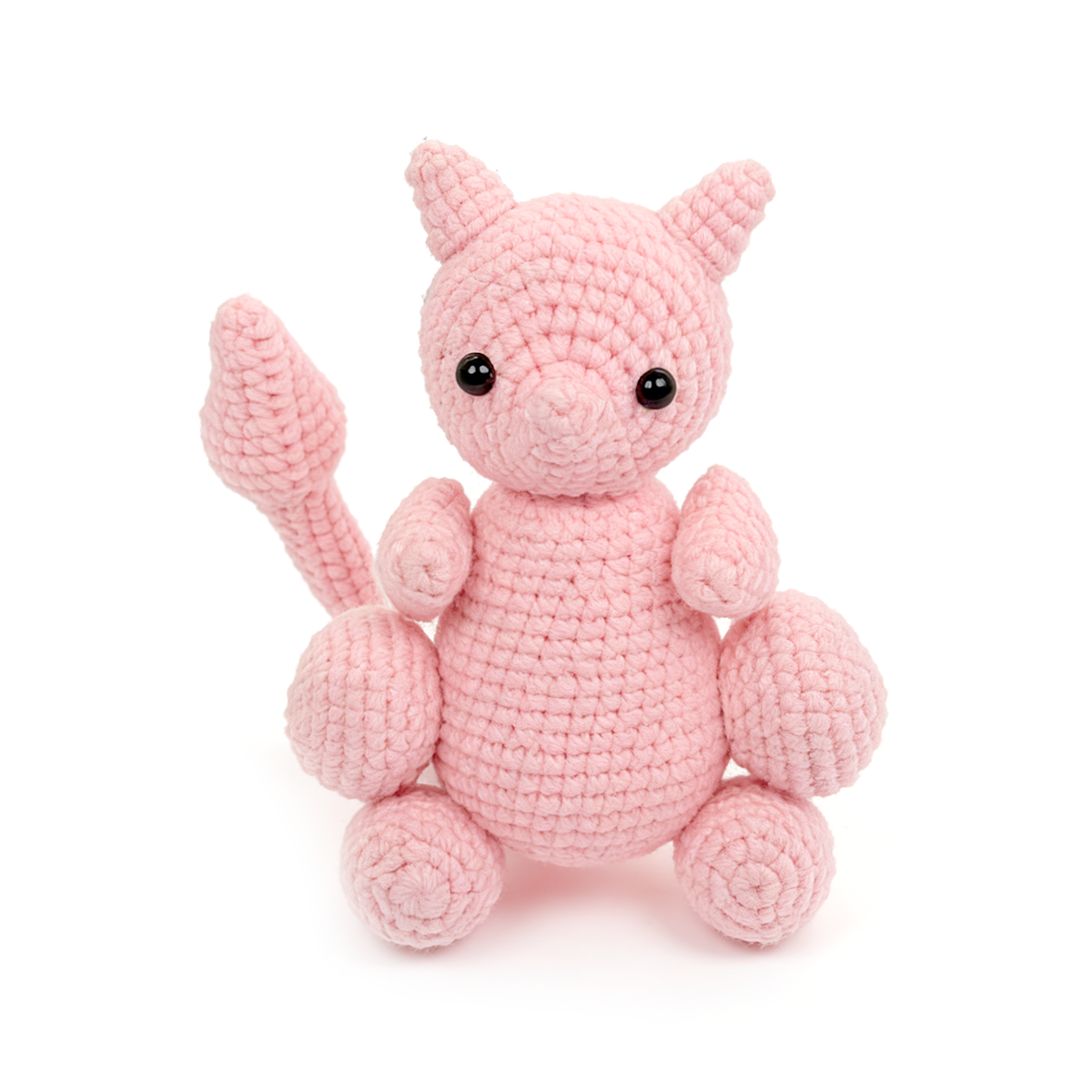 Funny Crochet Pink Monster Plush - Cute Amigurumi Anime Desk Buddy Gift