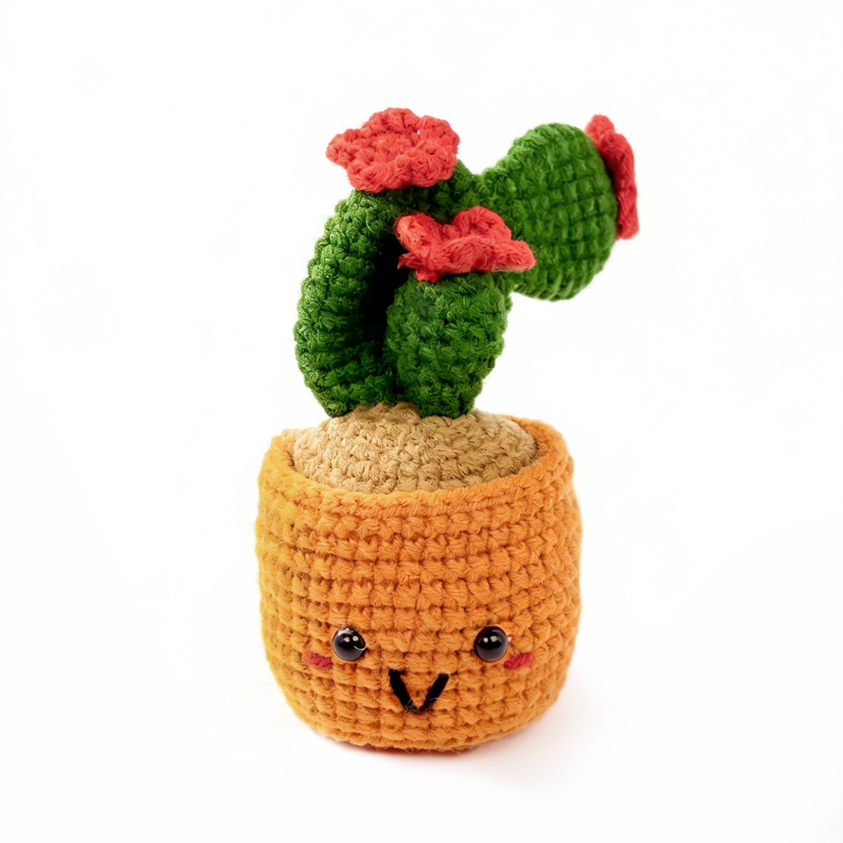 Handmade Crochet Cactus Plush - Cute Amigurumi Potted Plant Desk Decor