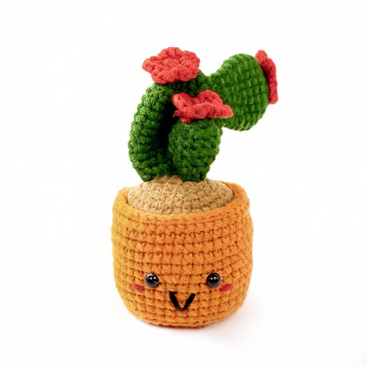 Handmade Crochet Cactus Plush - Cute Amigurumi Potted Plant Desk Decor
