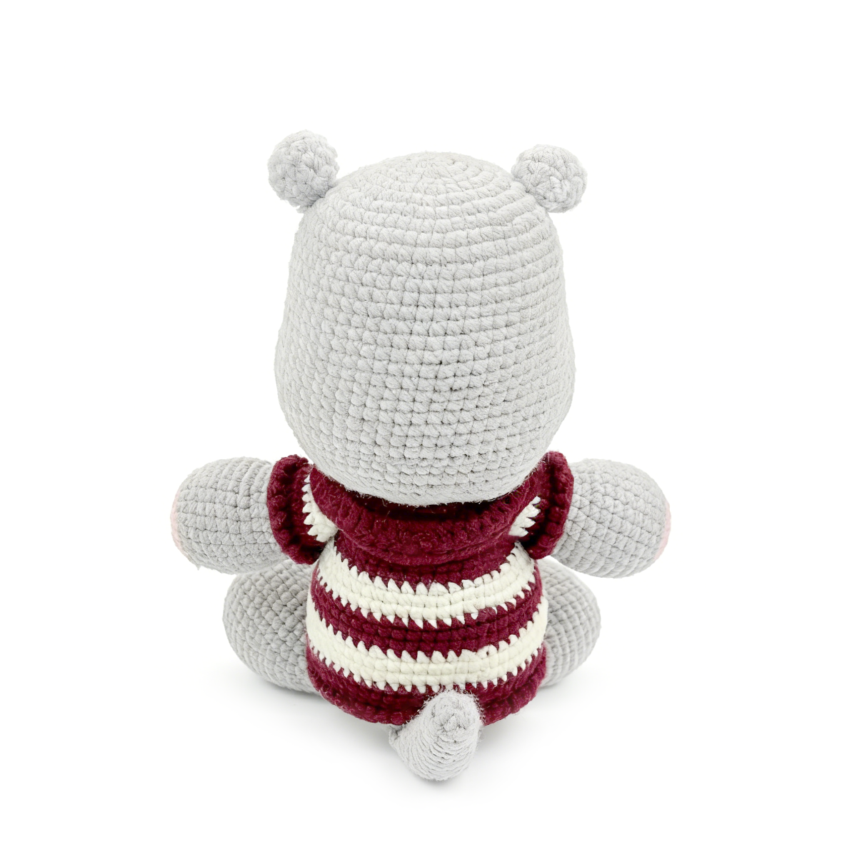 Funny Crochet Hippo Plush - Cute Sad Eyed Amigurumi Desk Buddy Gift