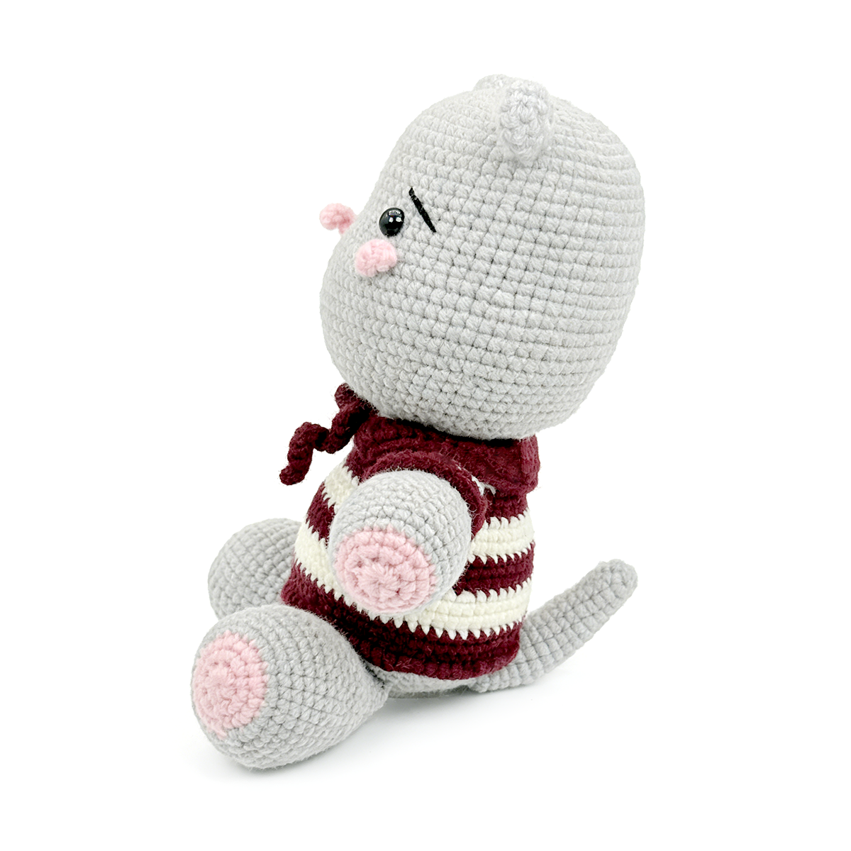 Funny Crochet Hippo Plush - Cute Sad Eyed Amigurumi Desk Buddy Gift