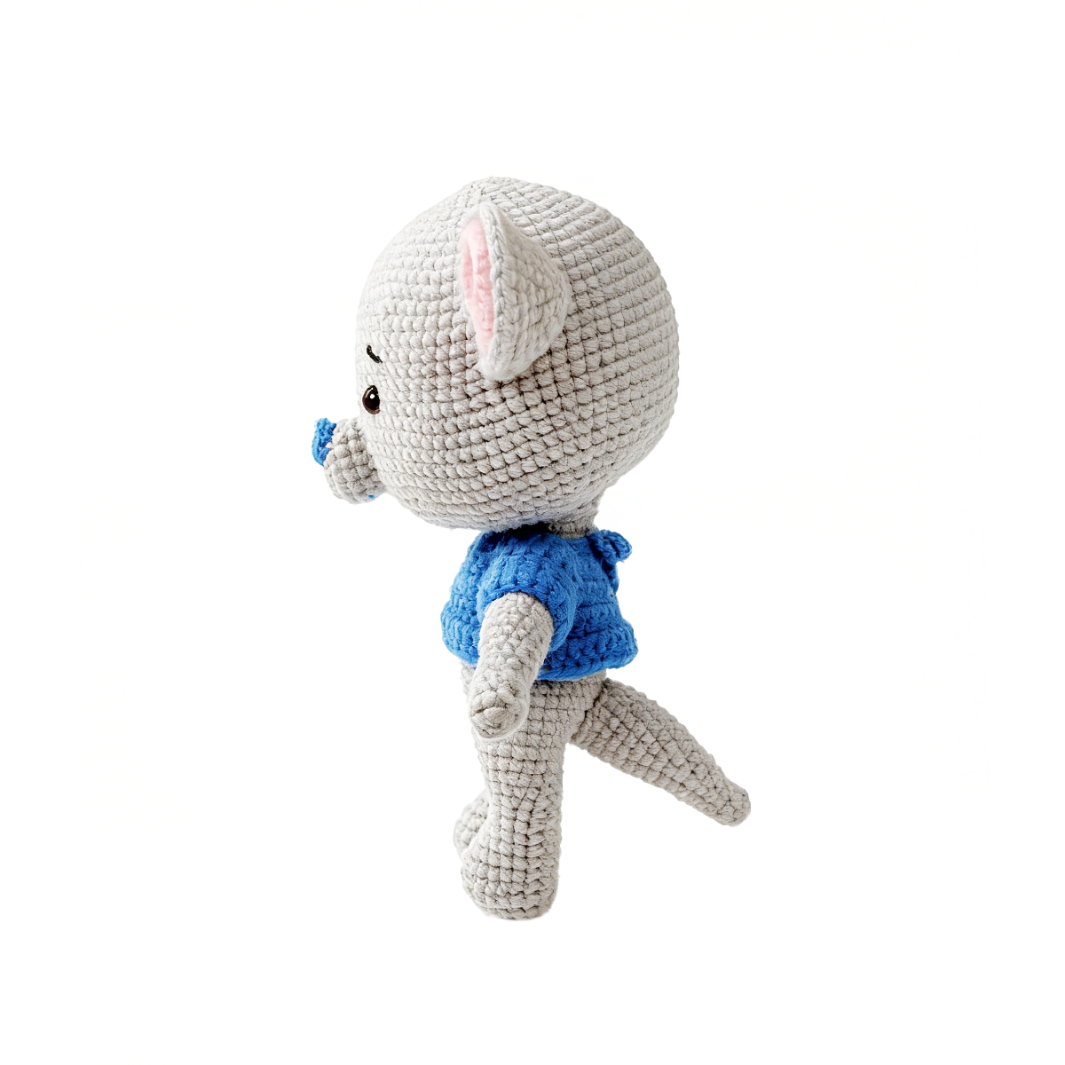 Handmade Crochet Gray Mouse Plush - Cute Amigurumi Nursery Decor Gift